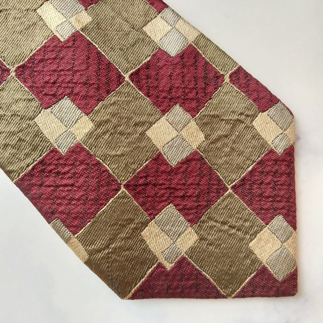 이세이 미야케 실크 브라운 기하 넥타이 9.1cm A+~A등급 K1911 상품이미지6