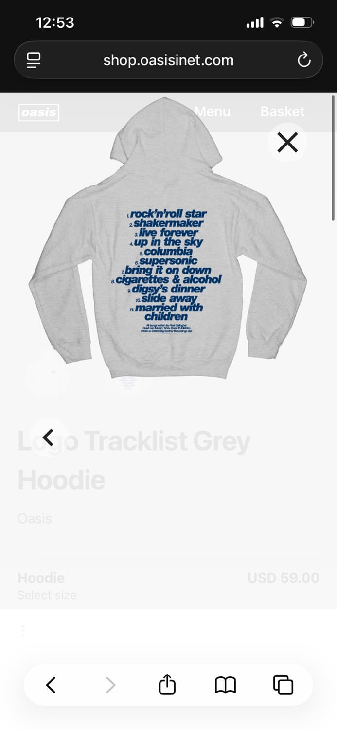 오아시스 로고 트랙리스트 후드집업 L 멜란지 화이트 상품이미지3