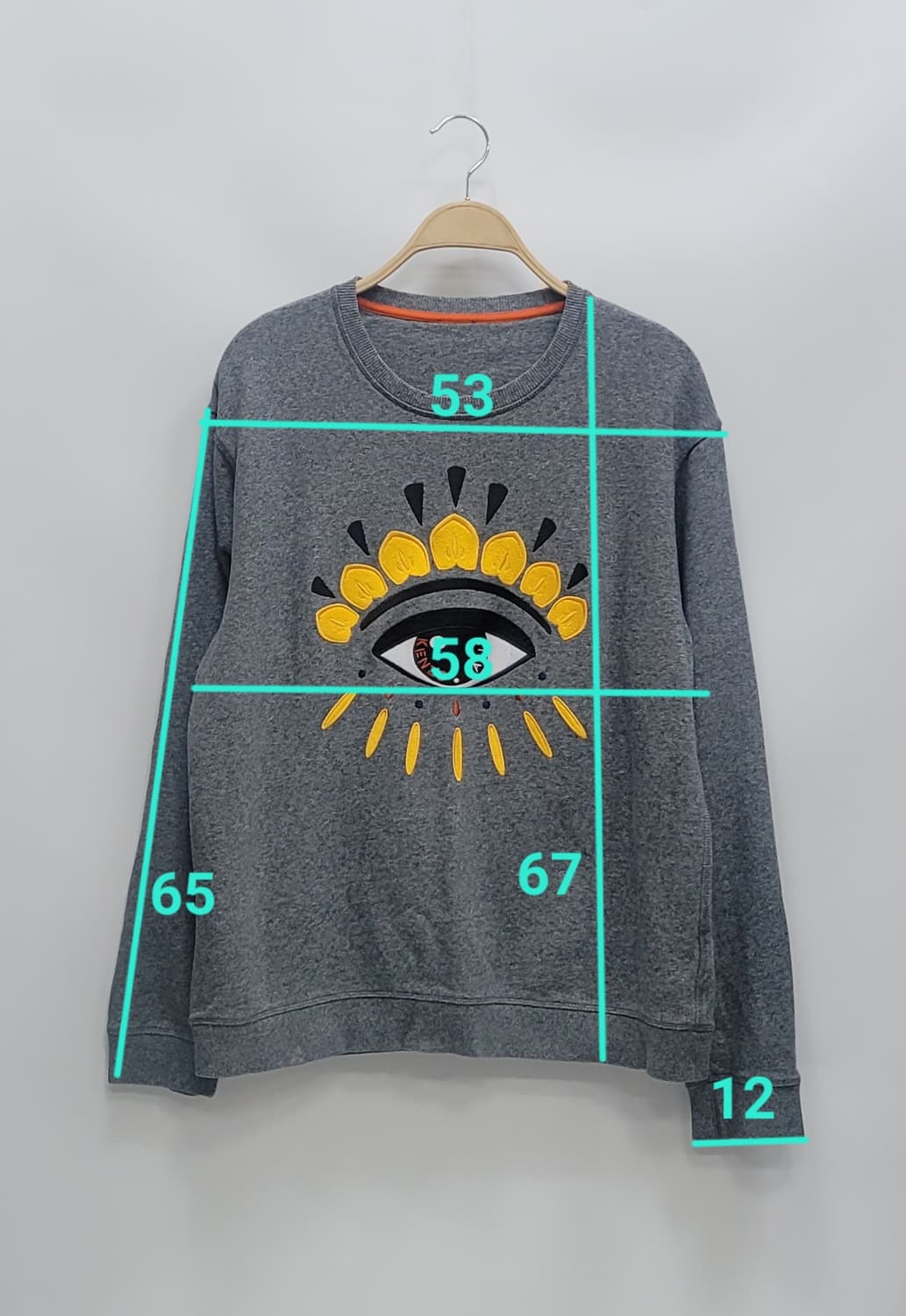 KENZO 겐조 빅아이 자수 로고 맨투맨 스웻셔츠 / 남 S 그레이
 상품이미지10