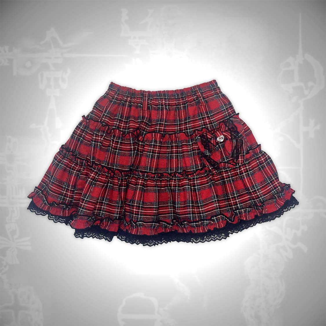 Punk Red check cancan SK 펑크 레드체크 캉캉 스커트 상품이미지1