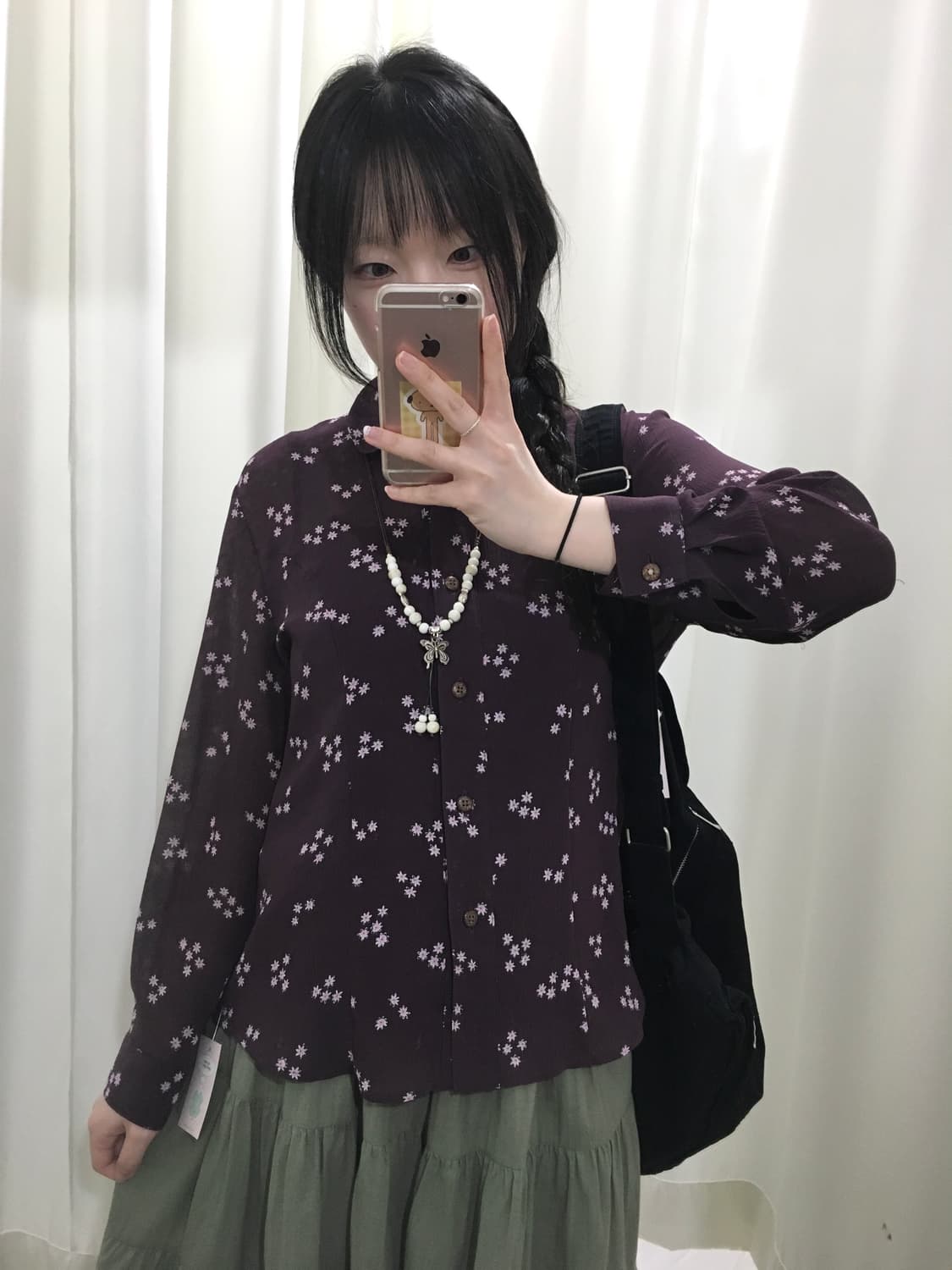 Purple Floral Sheer Blouse 상품이미지5