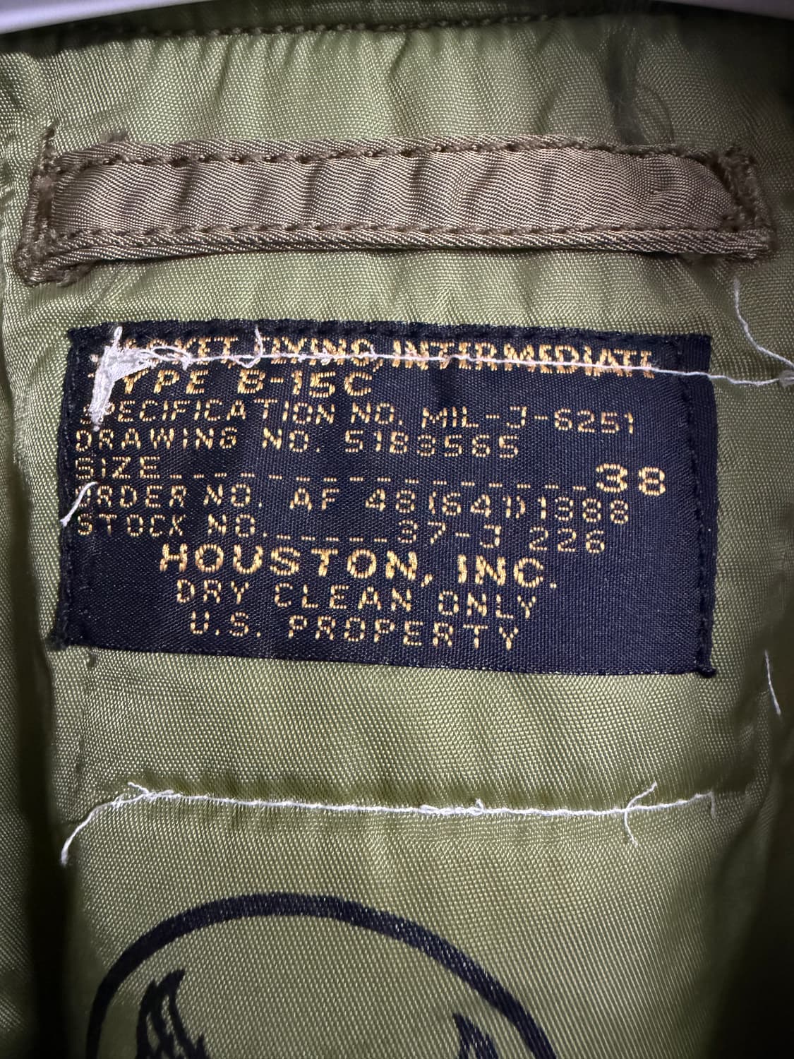 HOUSTON INC 미 공군 플라이트 B-15C 재킷 상품이미지3