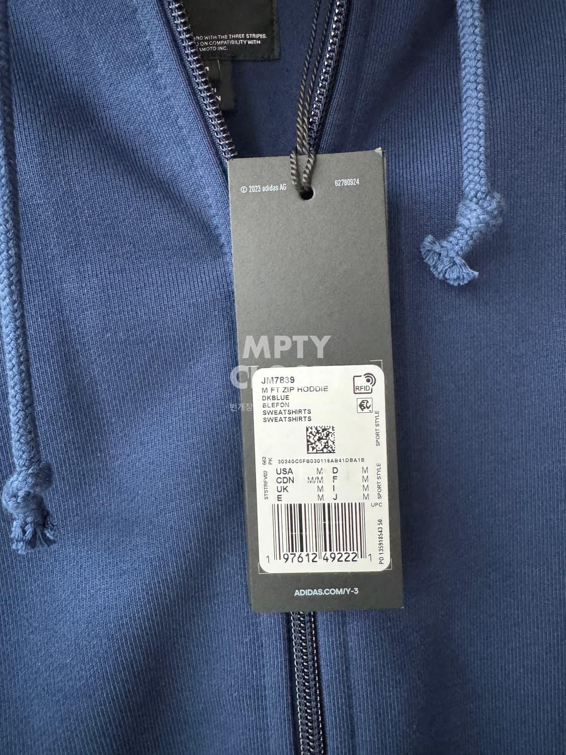 [M] Y-3 25ss M-fit 블루 후드 집업 요지야마모토 상품이미지5