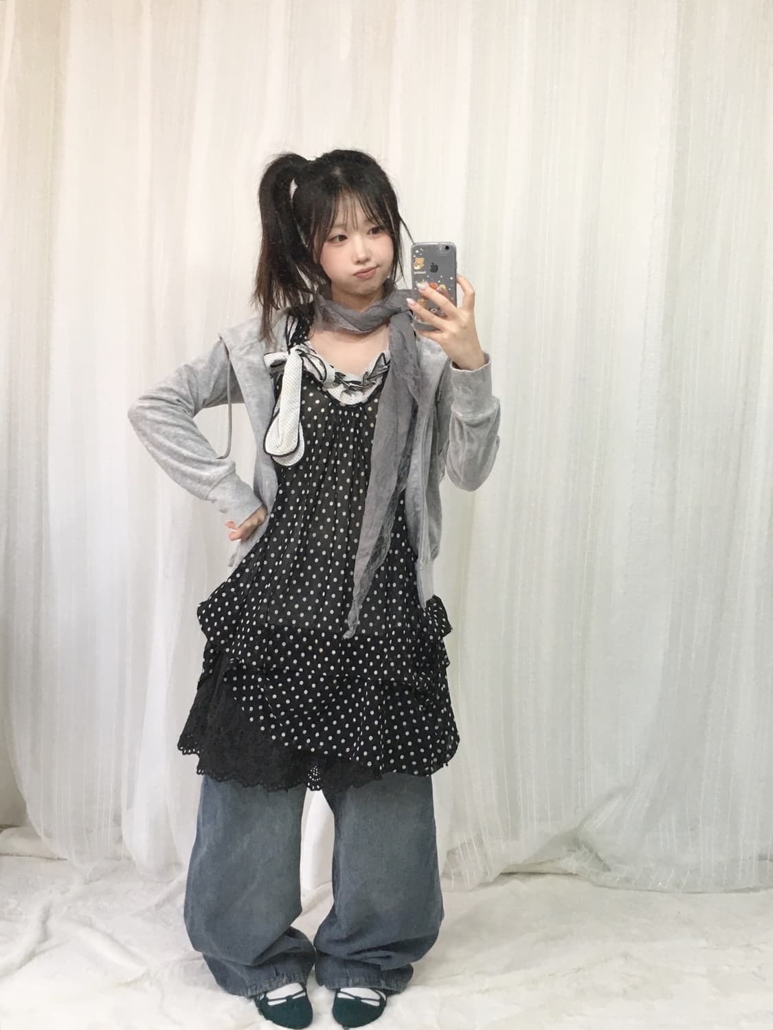 빈티지 도트 원피스 러힙 코디세트 상품이미지1