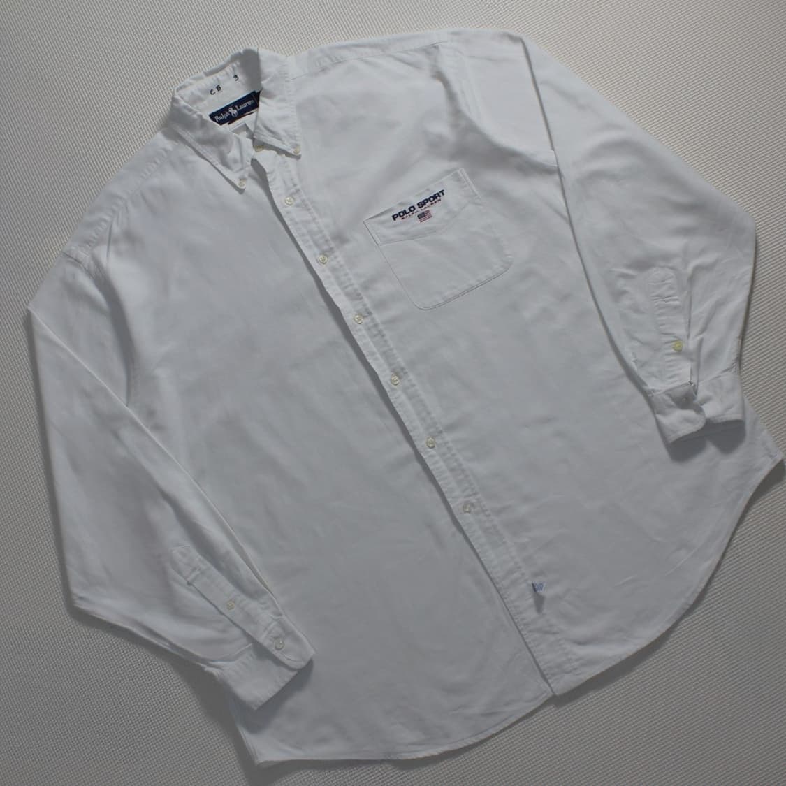 90's Polo 폴로 랄프로렌 성조기 옥스포드 화이트 셔츠  상품이미지2