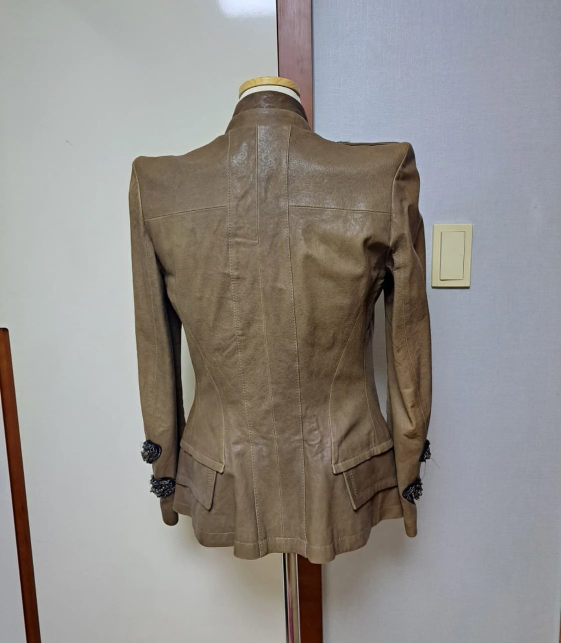 Vintage y2k 펑크 비즈 체인 와펜 가죽 재킷 상품이미지3