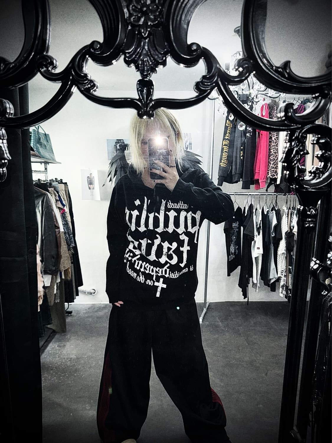 Punk mood lettering hoodie longsleeve 상품이미지1