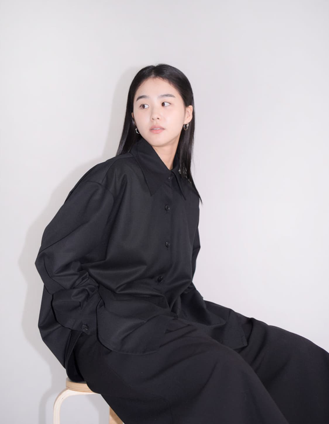 유노이아 Line Pocket Shirt black 상품이미지5