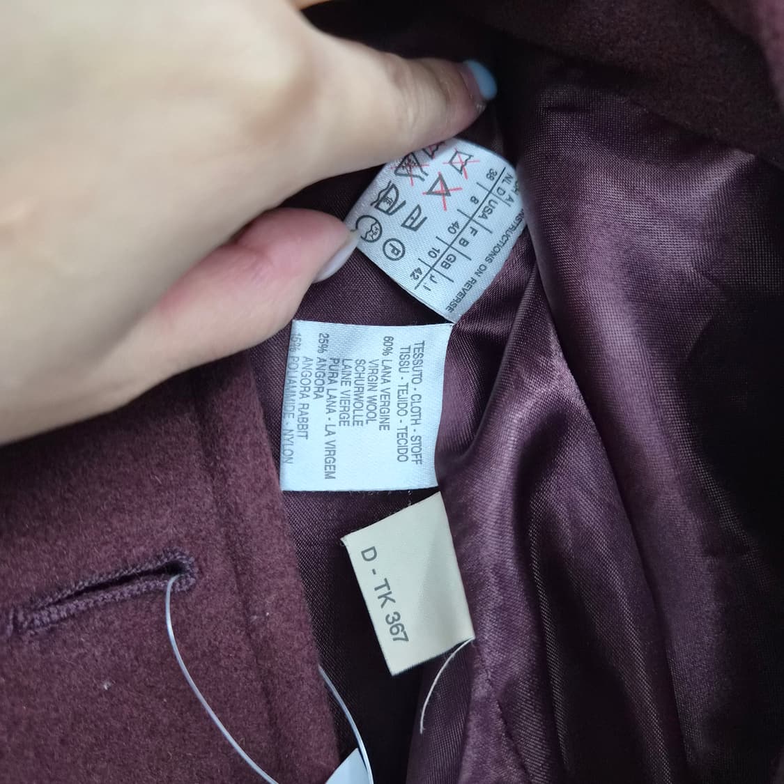 막스엔코 버건디 울 코트 여성 S 상품이미지7