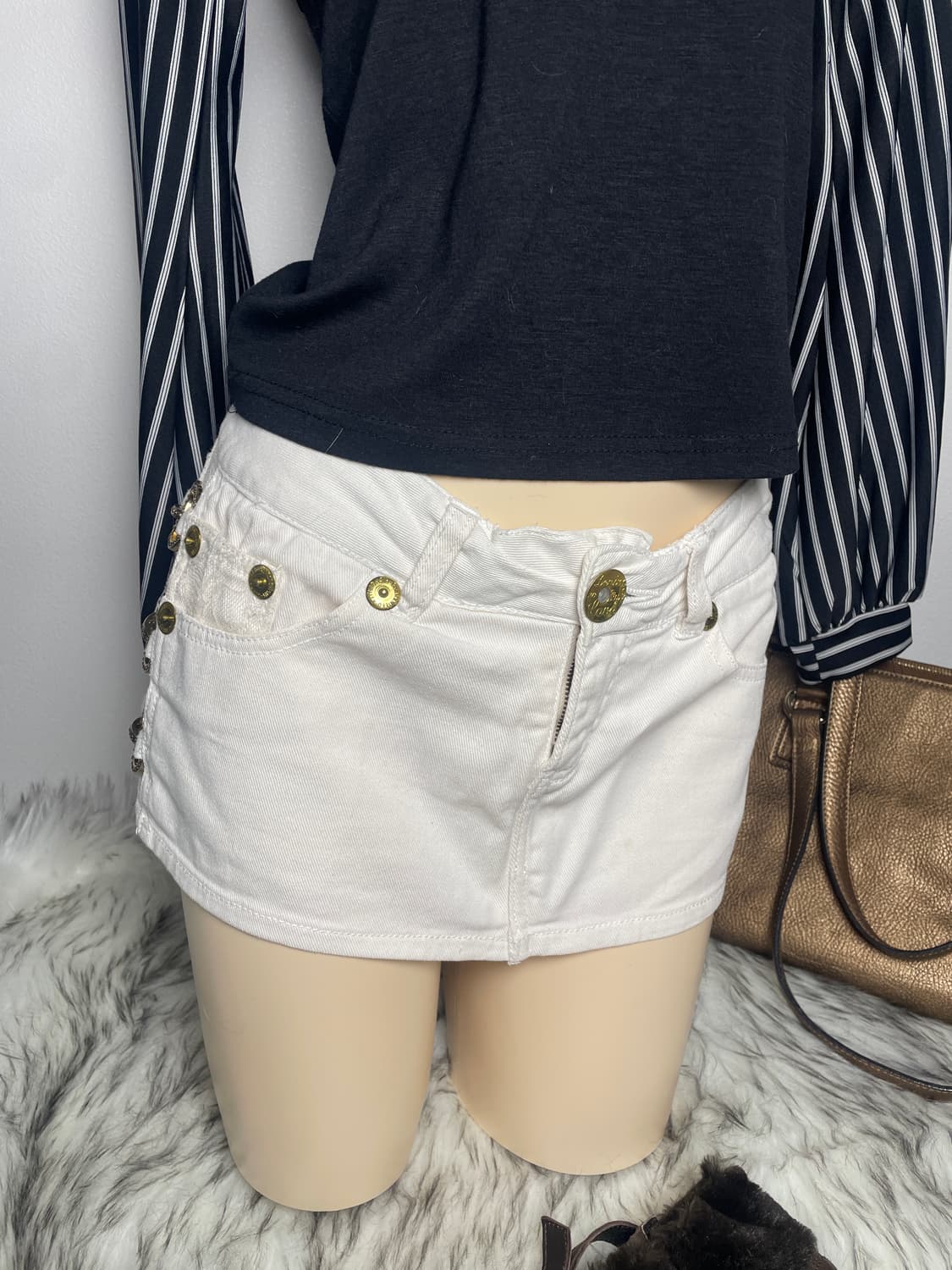 빈티지 갸루 스트라이프 탑 상품이미지7