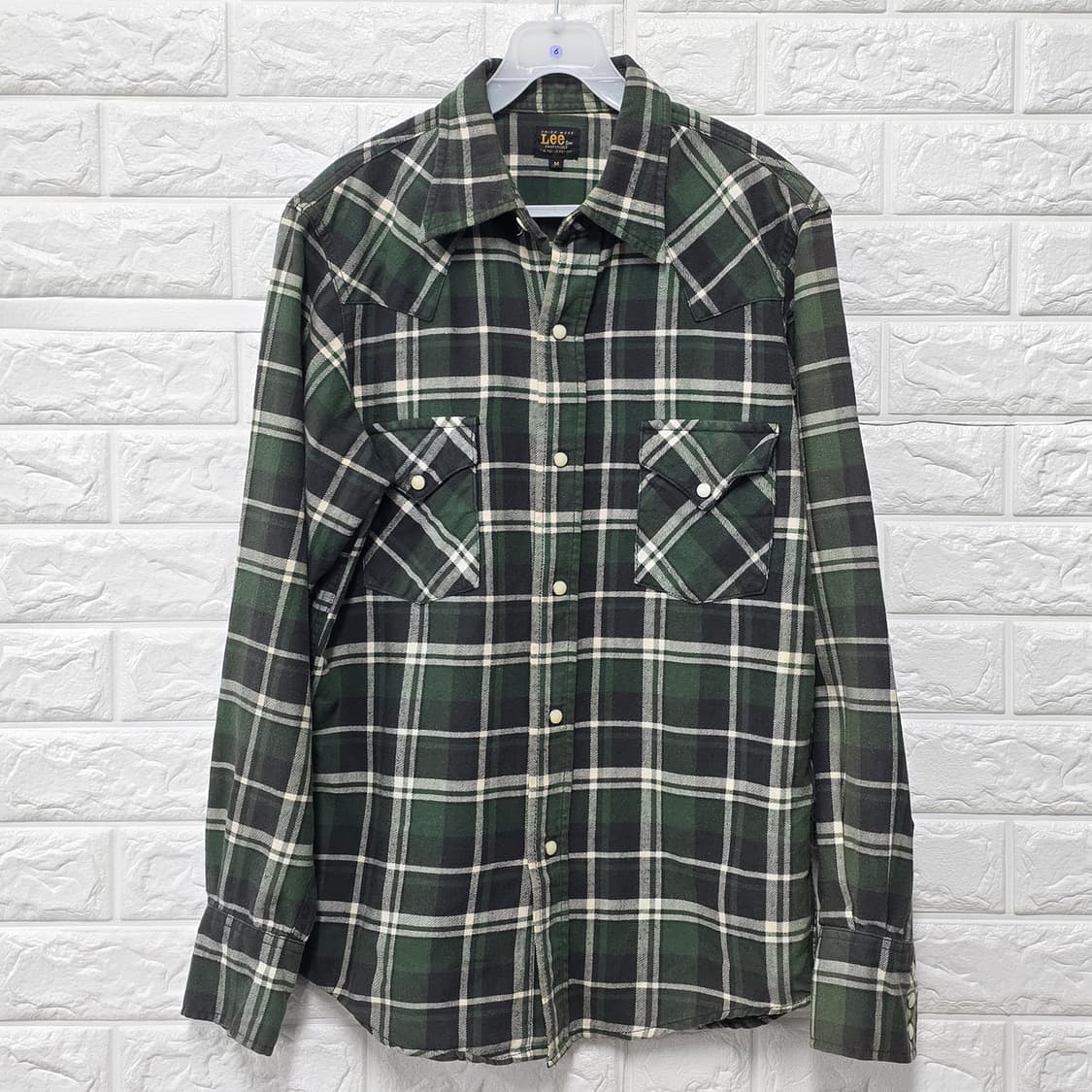 택포) Lee 그린 체크 웨스턴 셔츠 M 상품이미지1