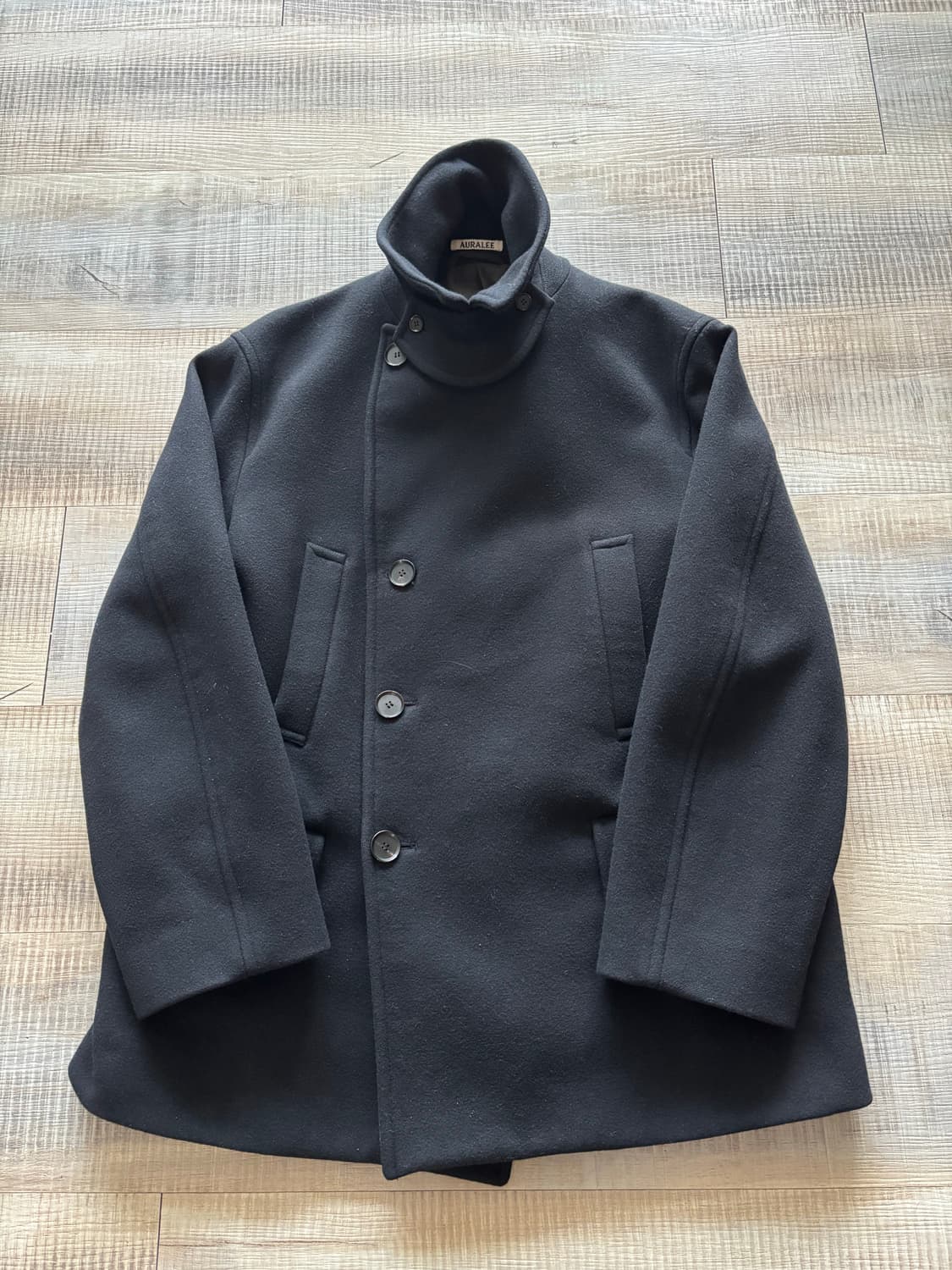 [3] 20AW 오라리 슈퍼 파인 멜튼 울 하프코트 피코트 auralee 상품이미지2