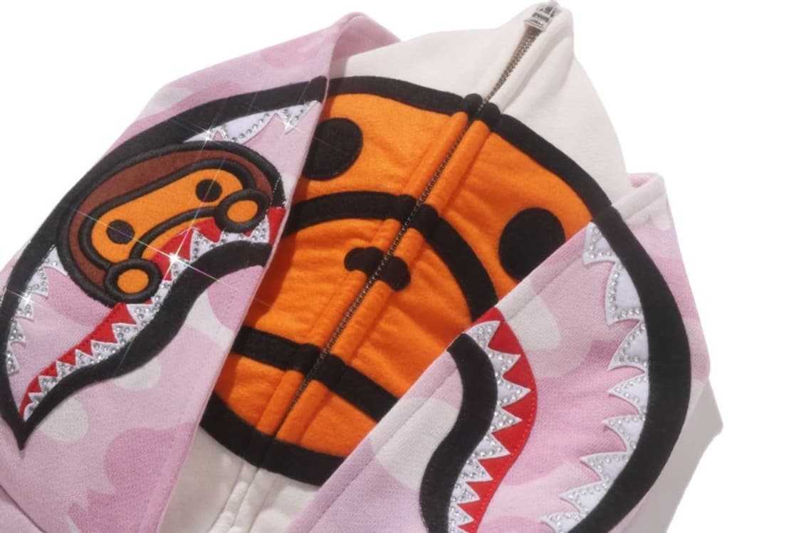 베이프 여성용 S 크리스탈  베이비 마일로 샤크 크롭 풀 집 더블 후 상품이미지8