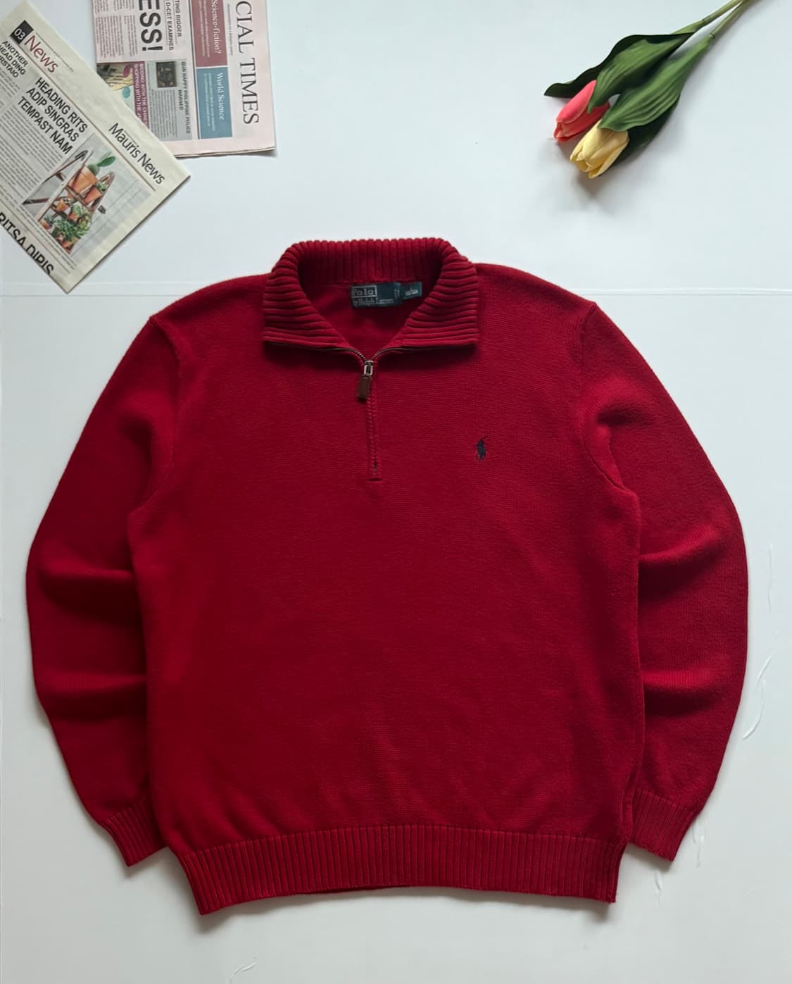 Polo 폴로랄프로렌 레드 하프 집업 상품이미지2