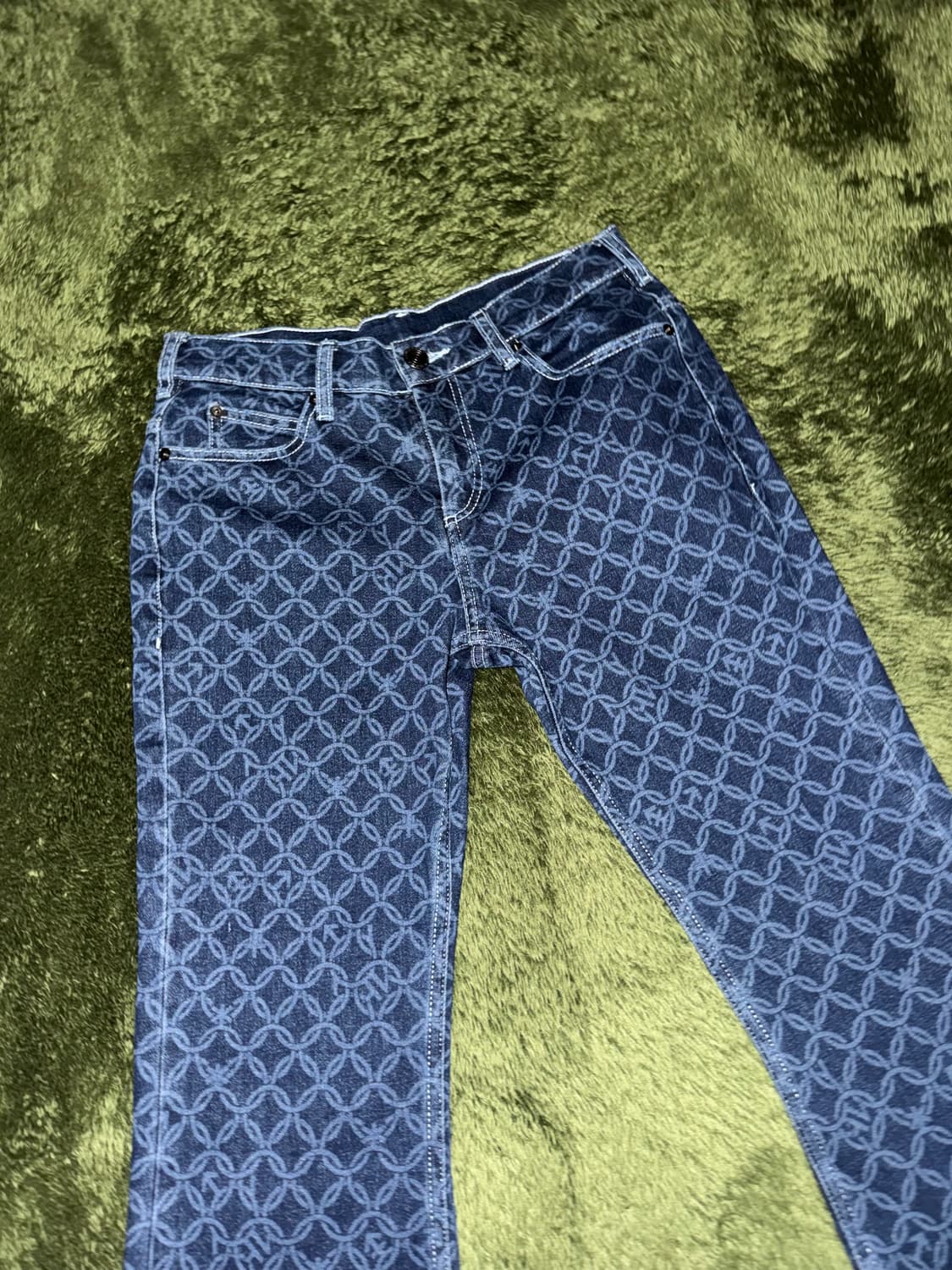 [M] 찰스 제프리 러버보이 지오메트릭 패턴 부츠컷 데님 팬츠 상품이미지5