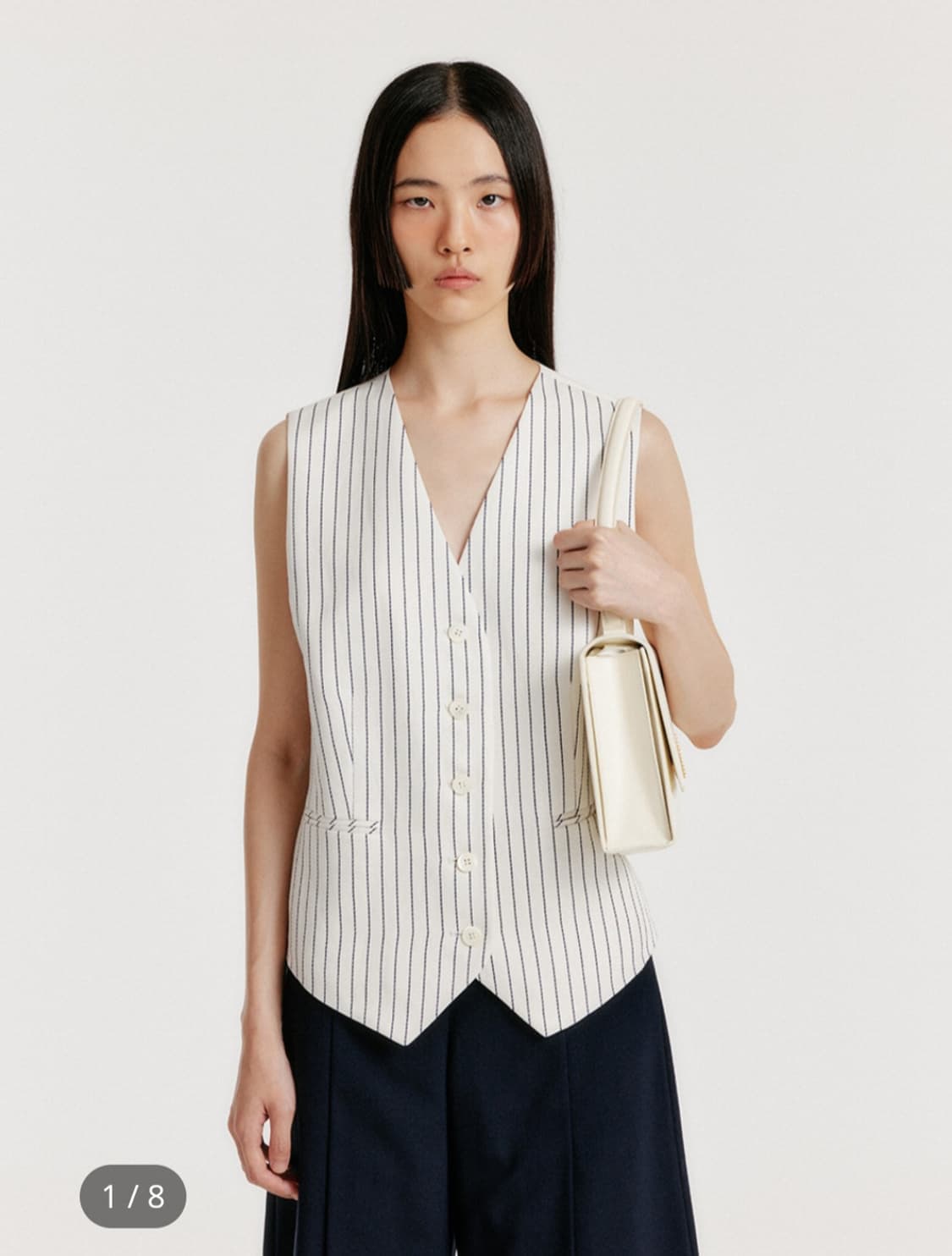 EENK잉크 스트라이프 베스트 자켓 아이보리 상품이미지1