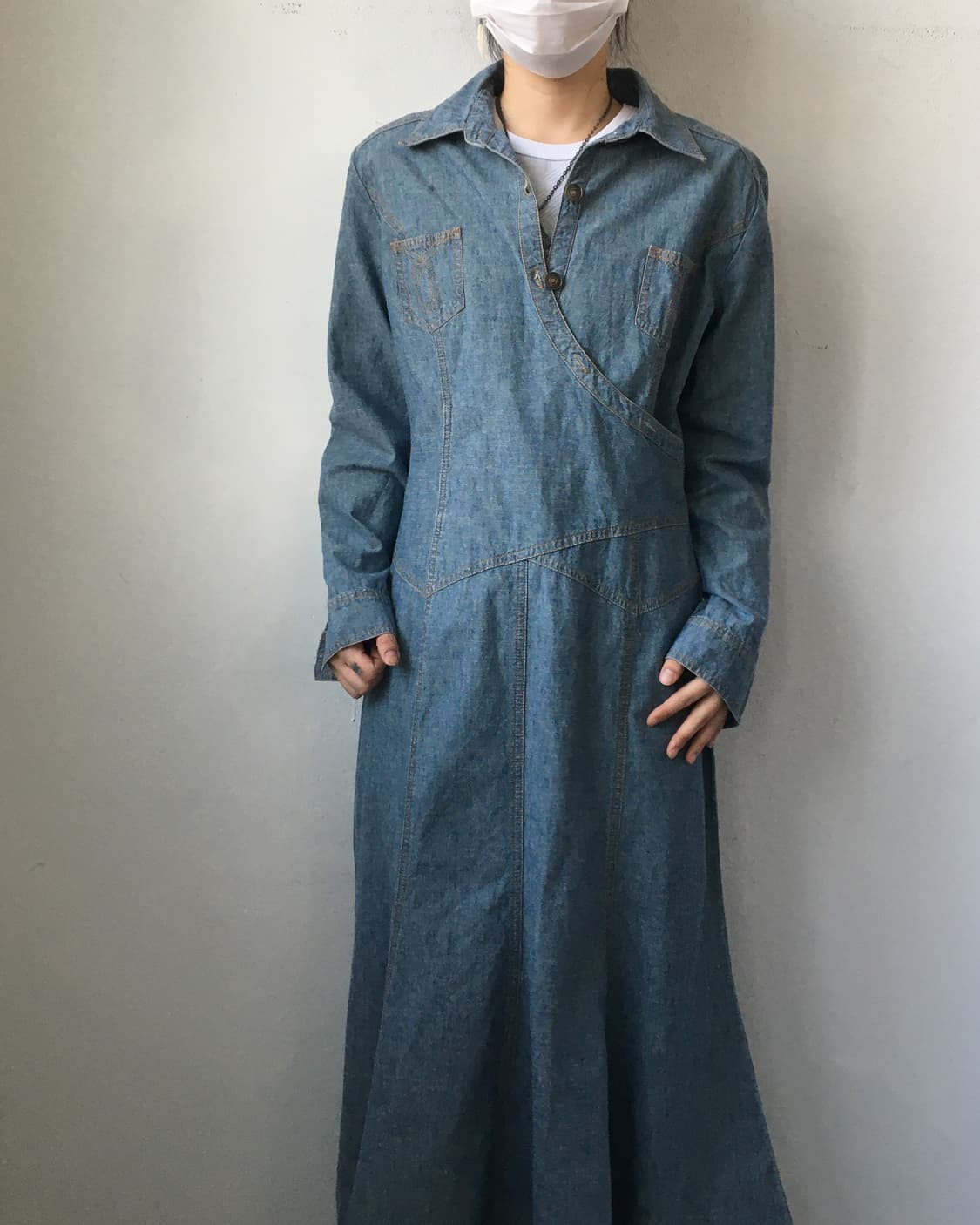 Line detail denim onepiece 상품이미지5