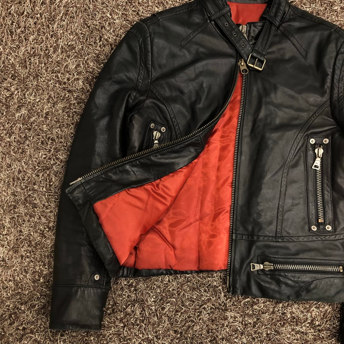 크리스찬 라크르와 양가죽 라이더 레더 가죽 바이커 자켓 상품이미지3