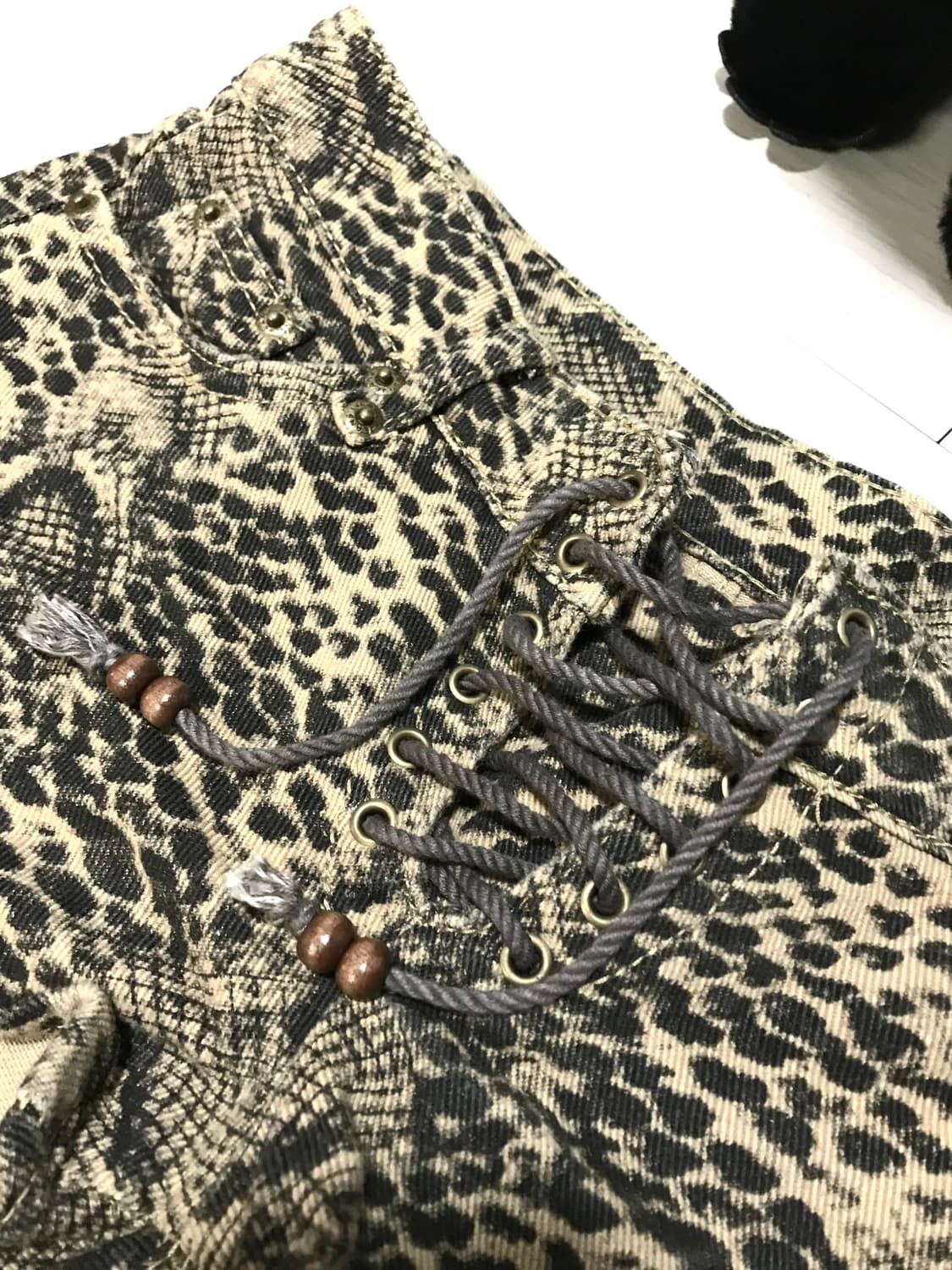 Vintage Leopard Pattern Lace-up Shorts 상품이미지2