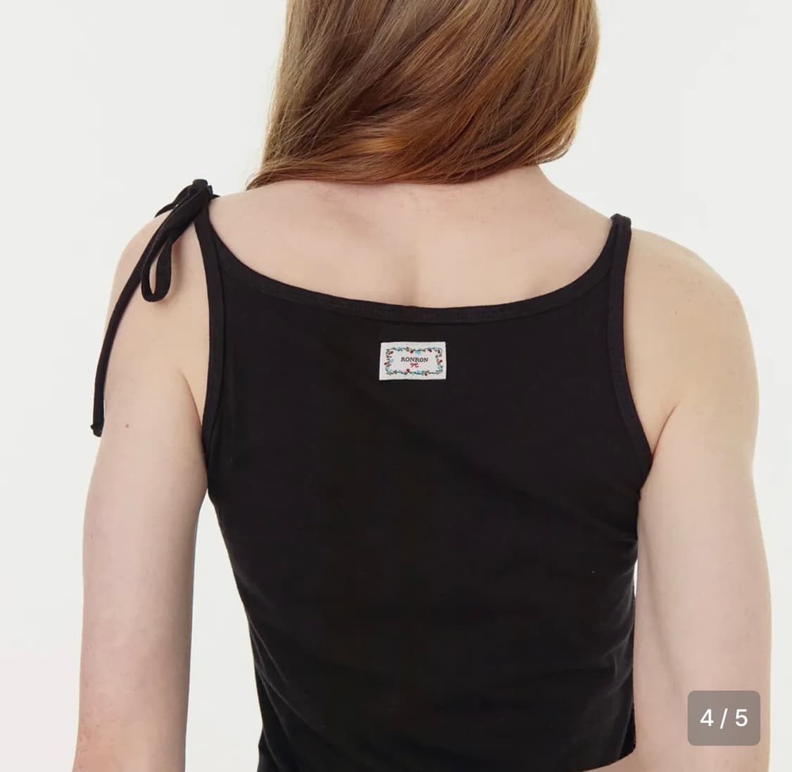 론론 팬던트 원숄더 리본 슬리브리스 블랙 상품이미지1