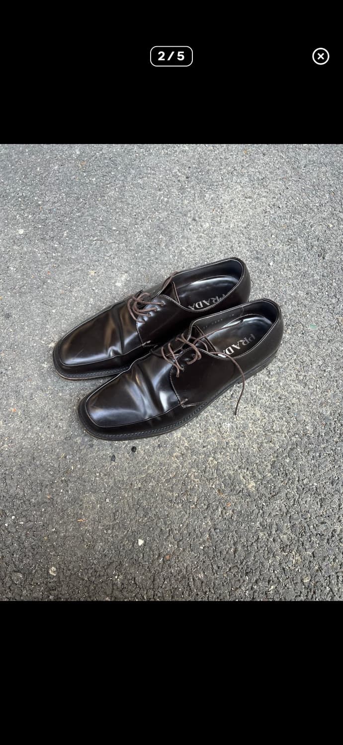 Prada 브라운 세미 스퀘어토 더비 상품이미지2