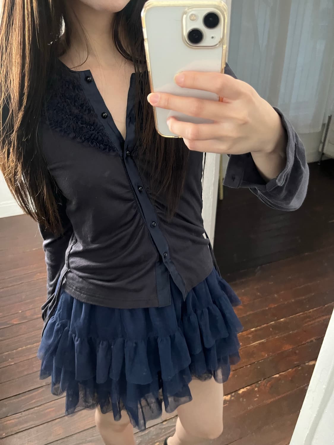 셔링 가디건 티셔츠 상품이미지2