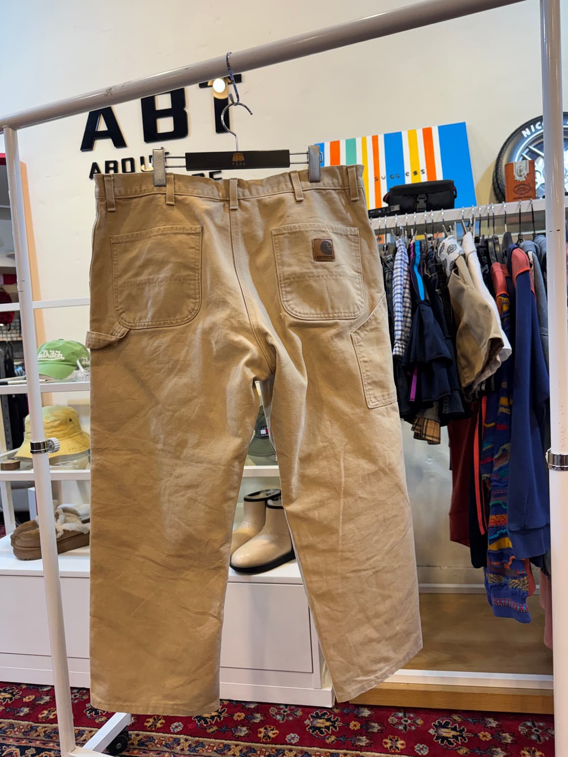 칼하트 90s USA 생산 더블니 캔버스 카펜터 팬츠 베이지 40in 상품이미지7