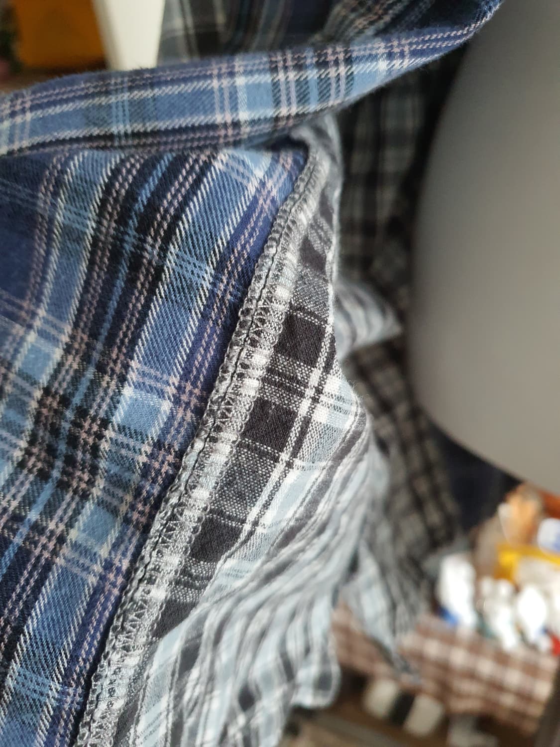 [모리걸] 배색 패치워크 체크 남방 셔츠 상품이미지3