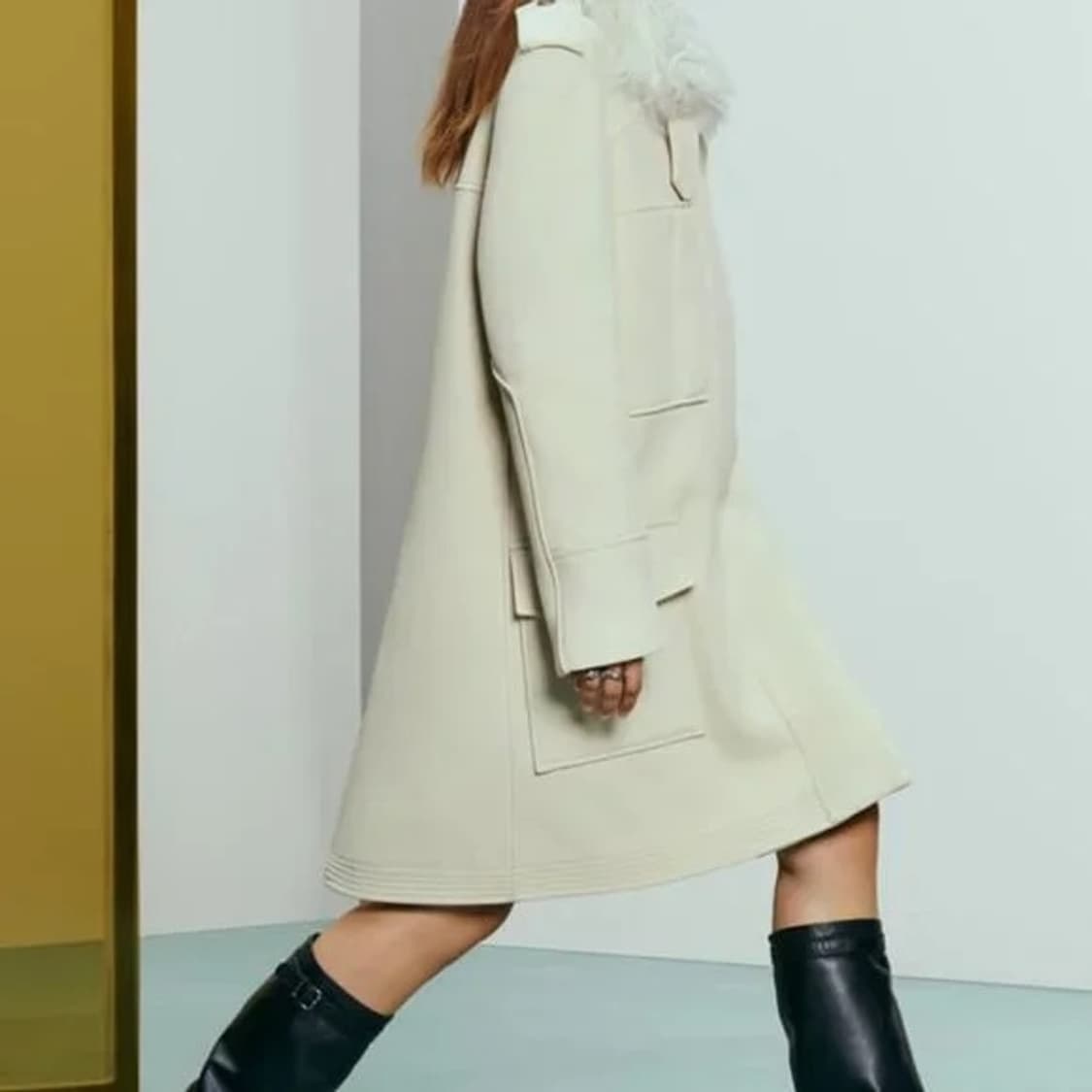 크림 퍼 카라 코트(새상품) 상품이미지2