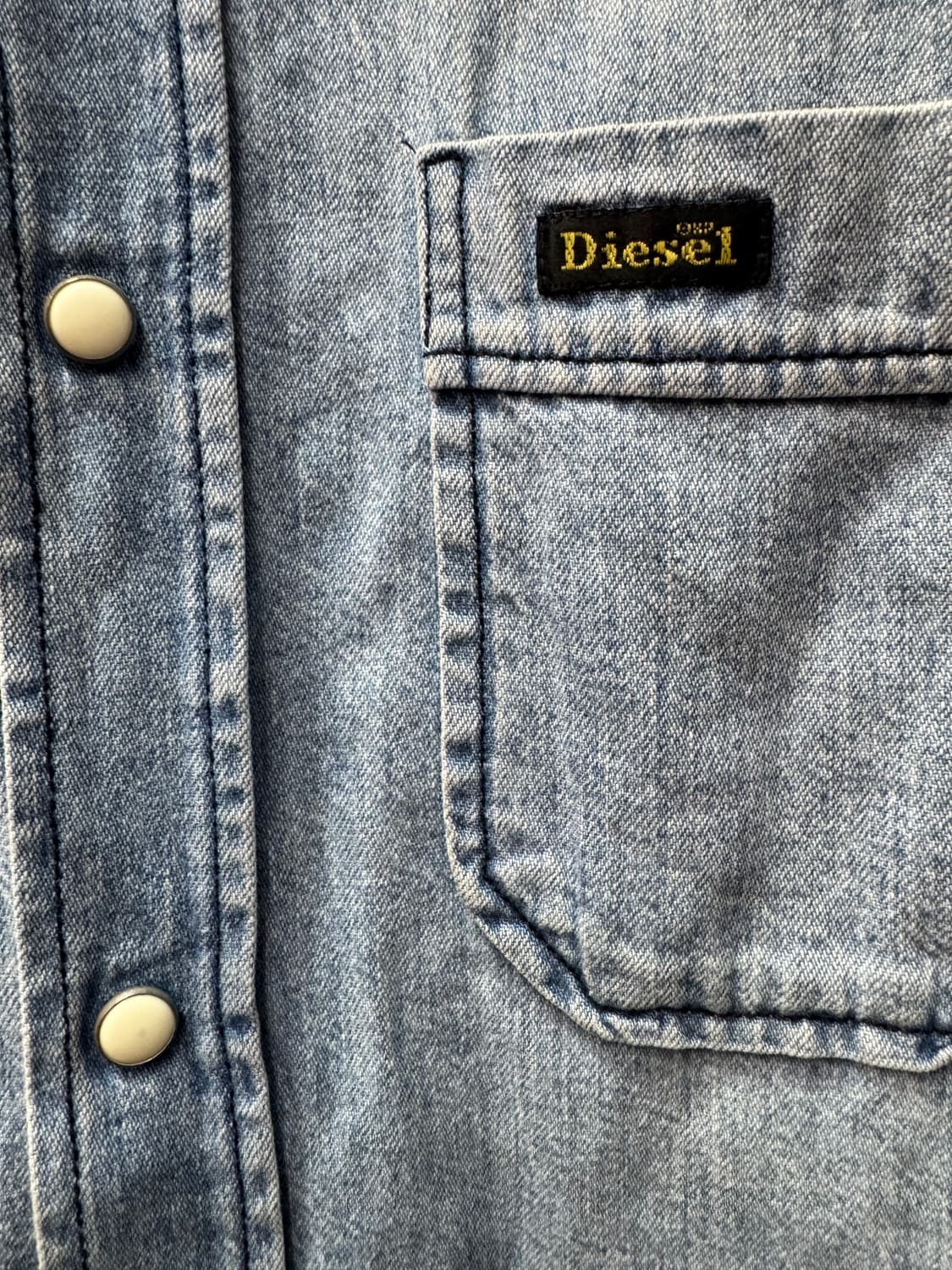 디젤 90's 아카이브 중청워싱 원포켓 반팔셔츠 L(XL) 상품이미지3