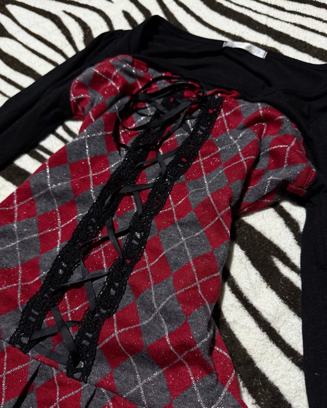 check pattern ribbon detailed dress 상품이미지3