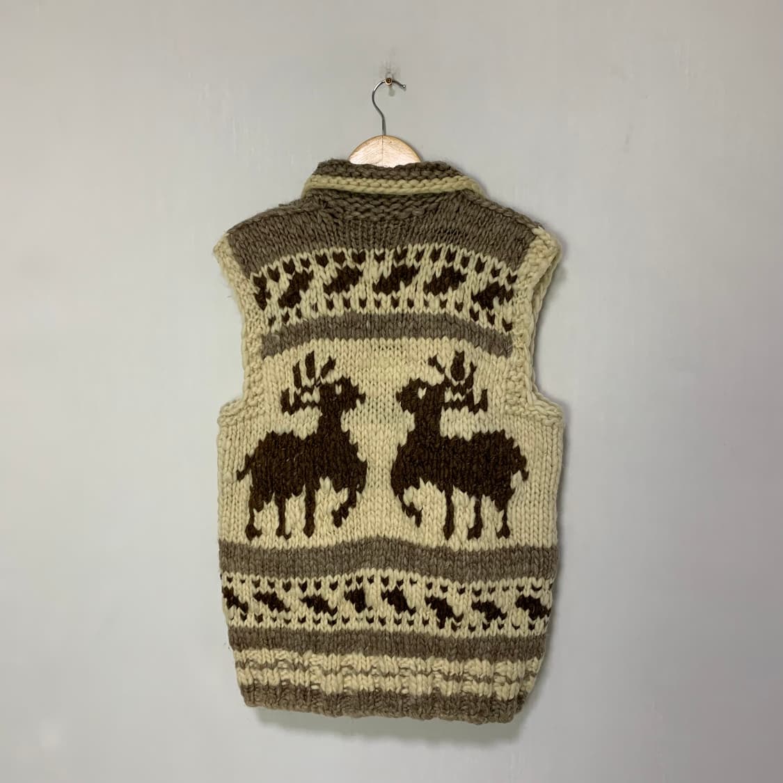코위찬 빈티지 핸드메이드 노르딕 패턴 니트 스웨터 조끼 베스트 상품이미지3