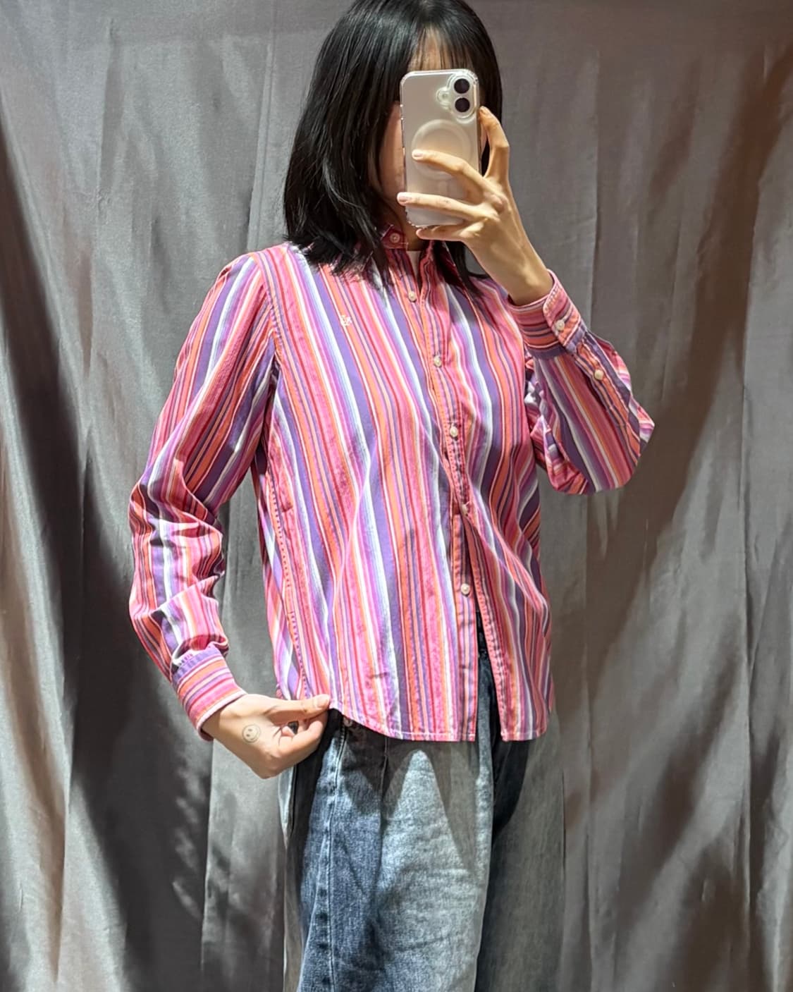 S 폴로랄프로렌 RLL 우먼스 스트라이프 배색 셔츠 상품이미지1