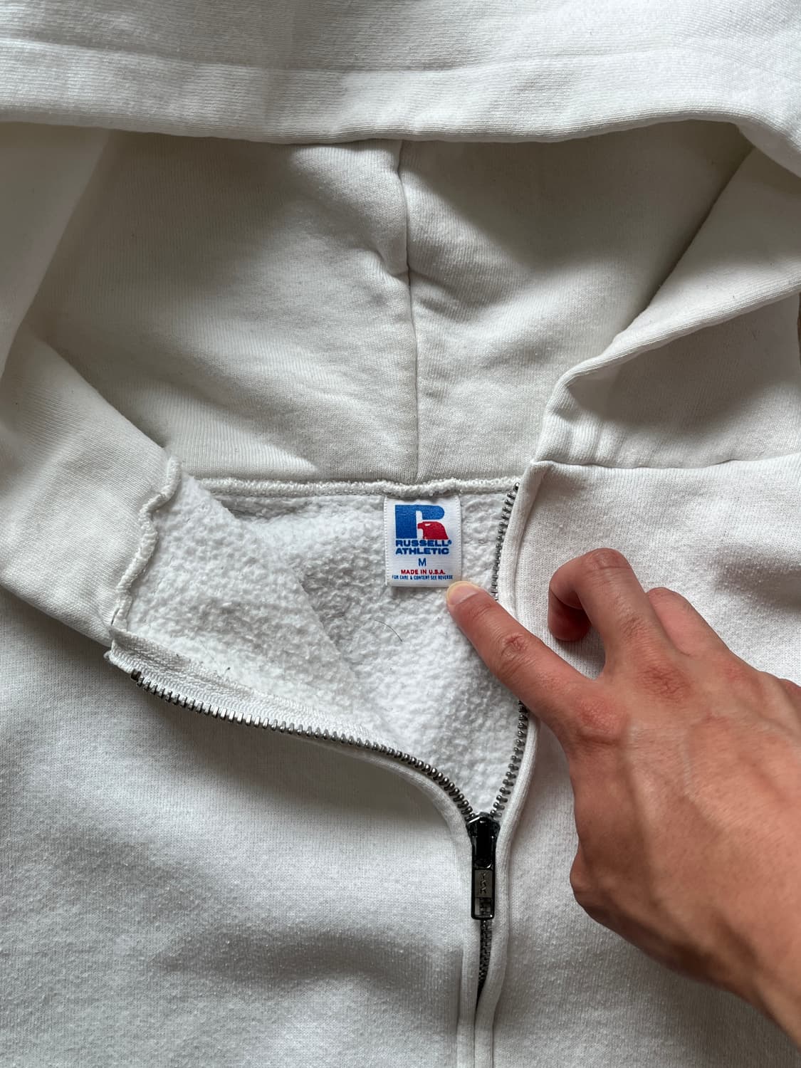 80s 90s Russell usa 미제 러셀 스웻 후드 집업 화이트 m 상품이미지2