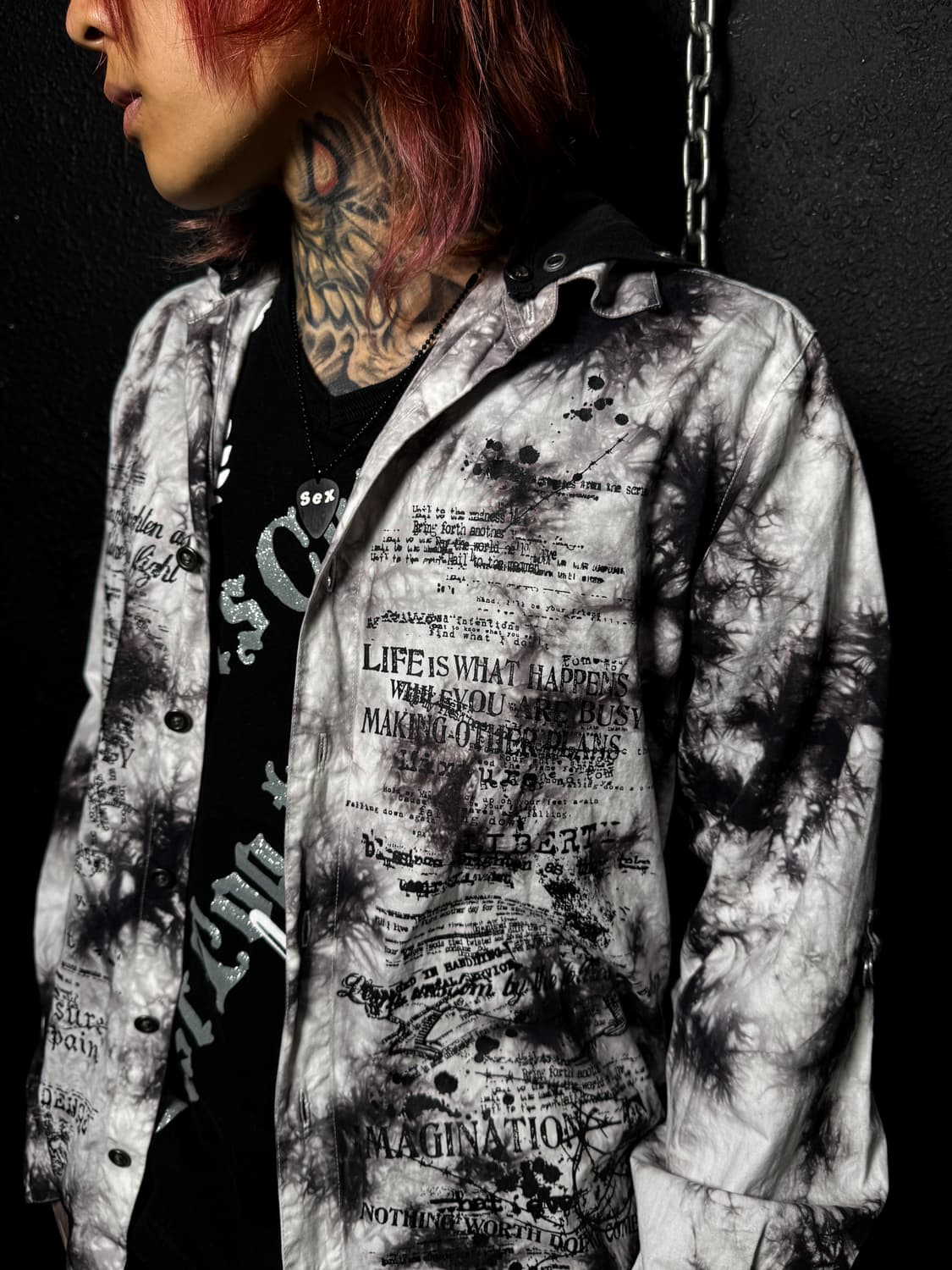 Tie-dye & Lettering Hooded Shirt Jacket  상품이미지2