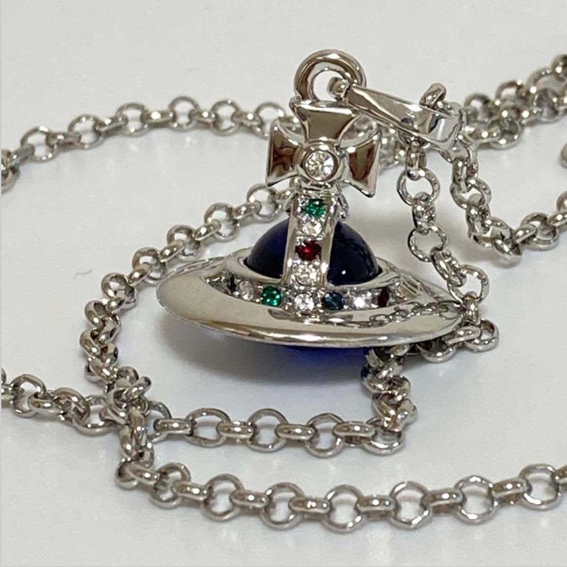 비비안웨스트우드 아카이브 블루크리스탈 3d orb 팬던트 목걸이 상품이미지2