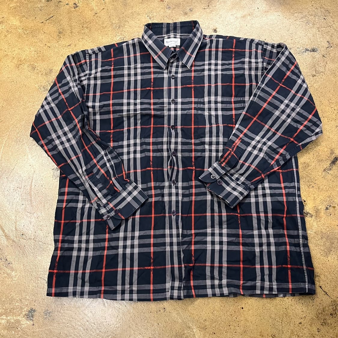 [정품/L] 버버리 체크 남방 셔츠 블랙 레드 b19 상품이미지2