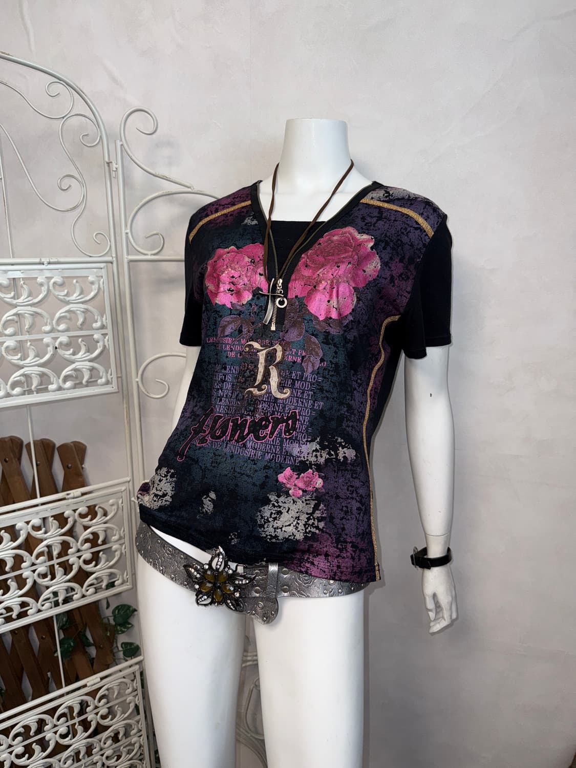 Black purple oriental fairy rose half t  상품이미지6
