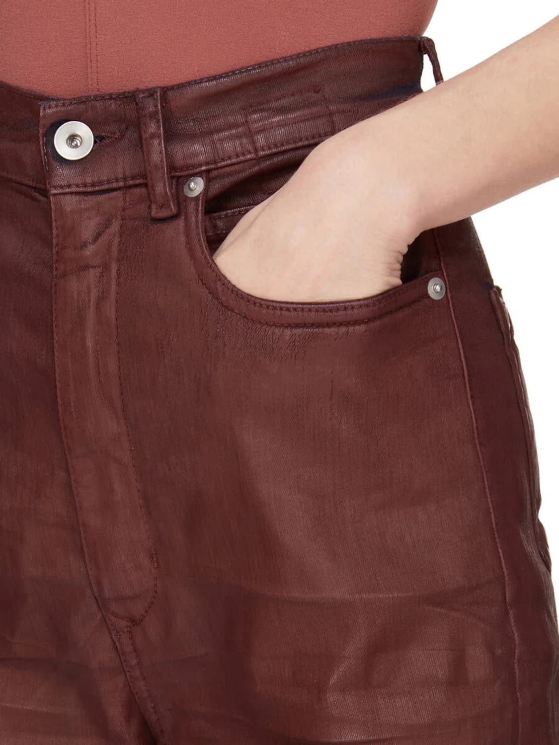 [26,27]릭오웬스 다크쉐도우 볼란 부츠컷 코팅 팬츠/버건디 상품이미지6