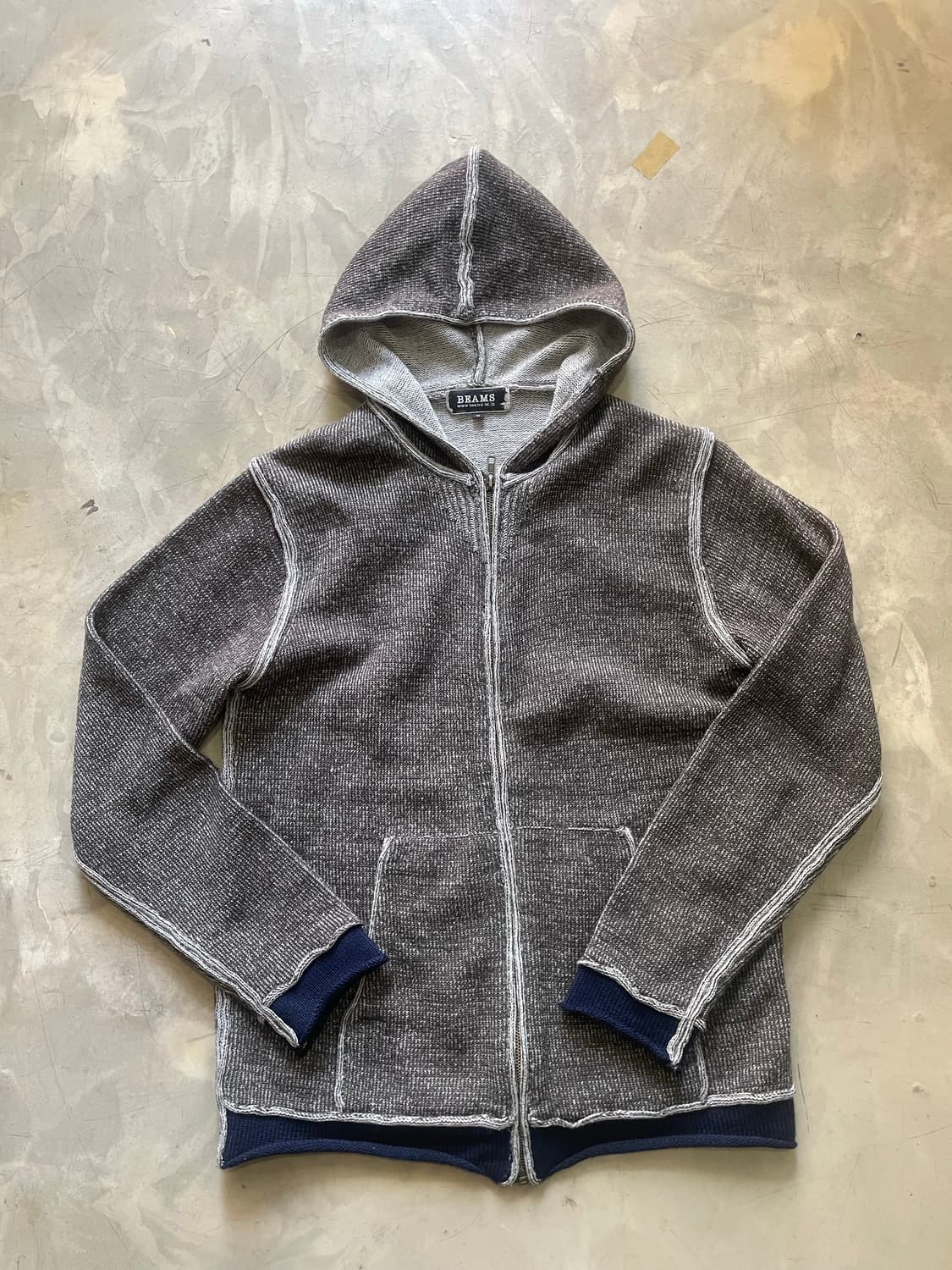 Beams 빔즈 니트 후드 집업 M 상품이미지3