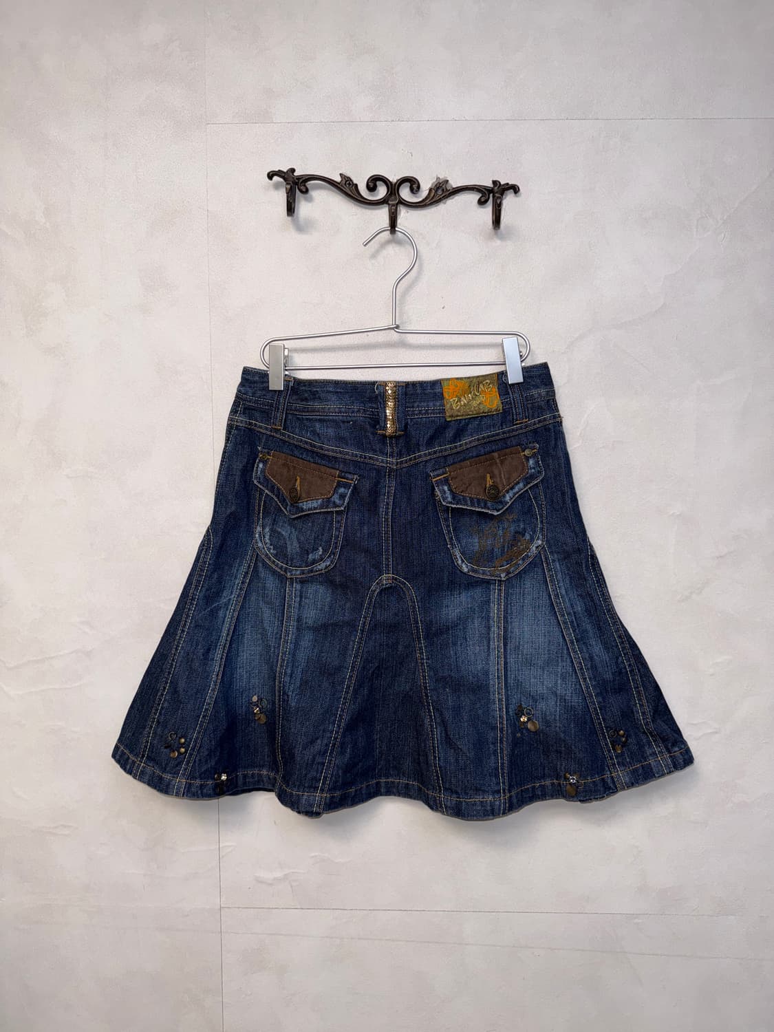 BanilaB denim western stitch pleats sk 상품이미지3