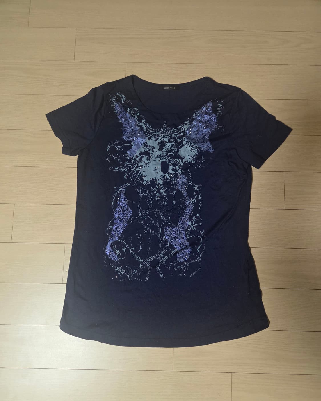 Y2k 큐빅 퍼플 짧소매 반팔T 상품이미지1