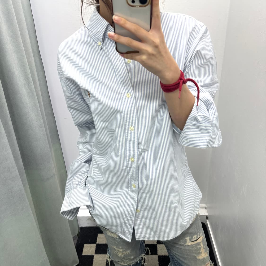 랄프로렌 블루 스트라이프 슬림핏 셔츠 상품이미지1