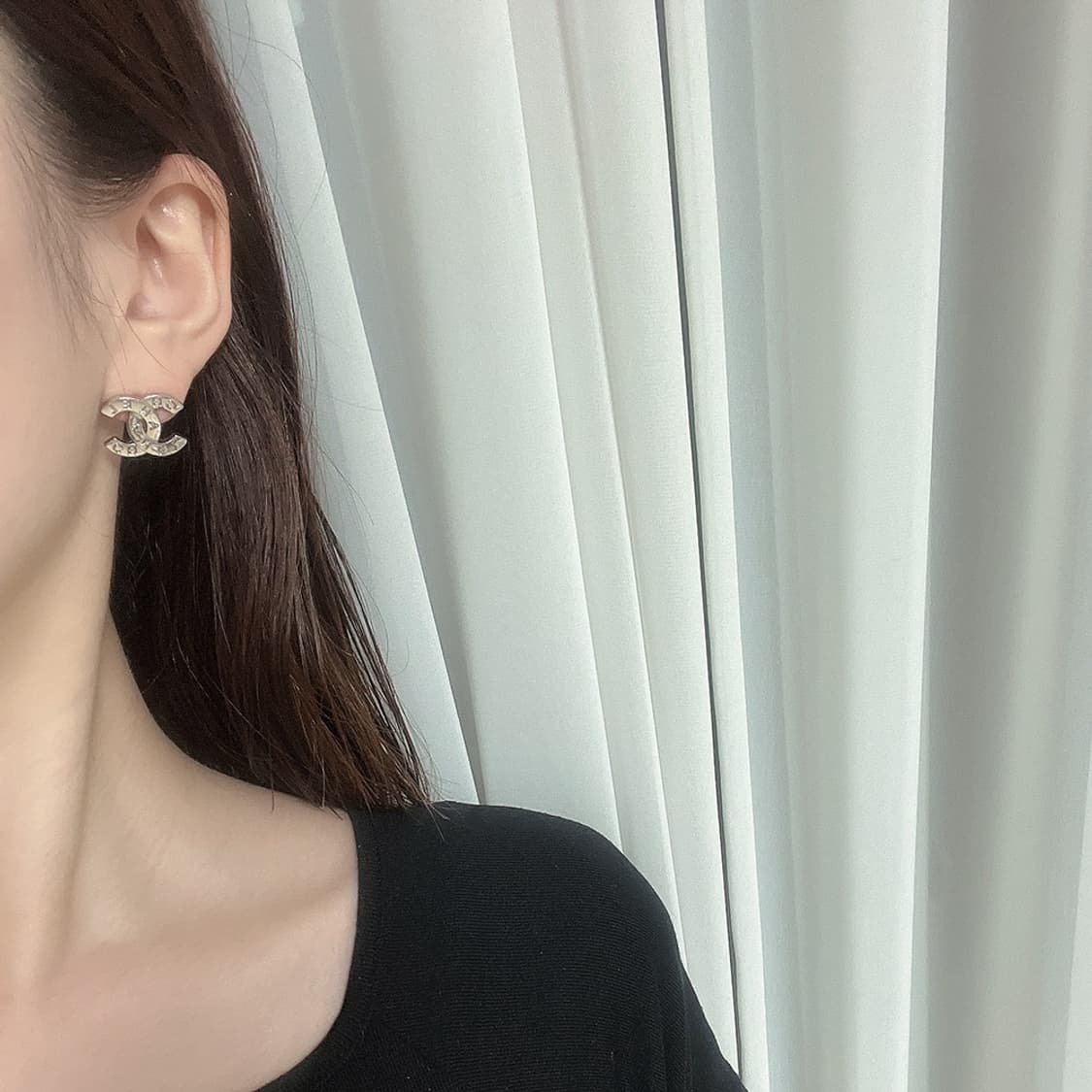 레터링 샤넬 업사이클링 빈티지 단추 귀걸이 상품이미지5