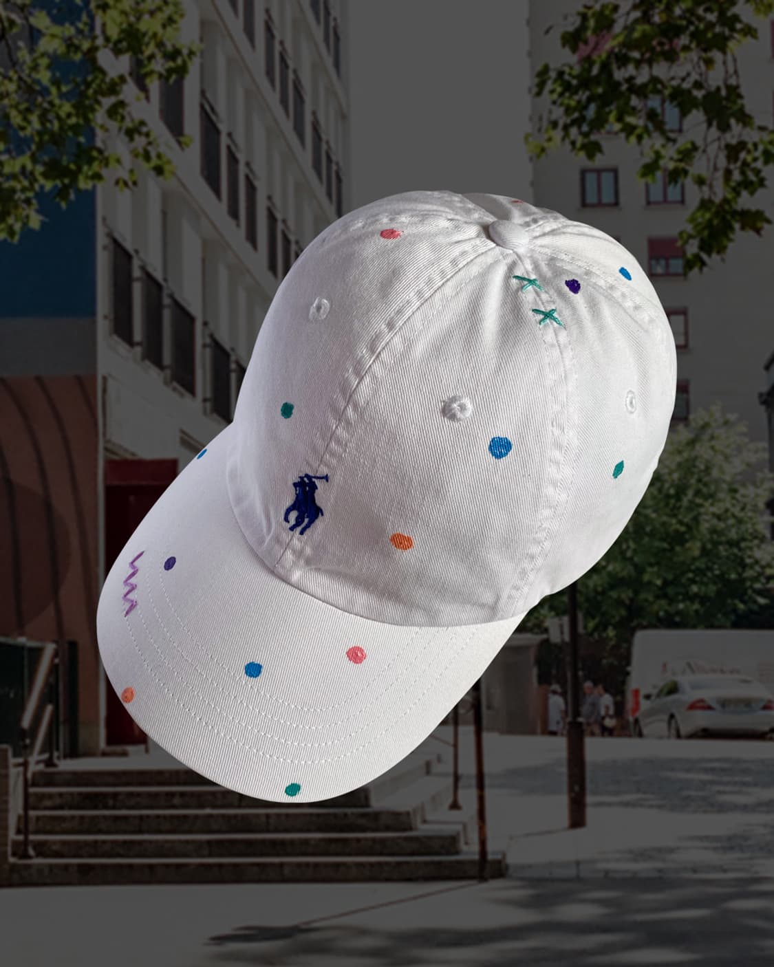 폴로 화이트 페인팅 자수 빈티지 볼캡 모자 상품이미지3