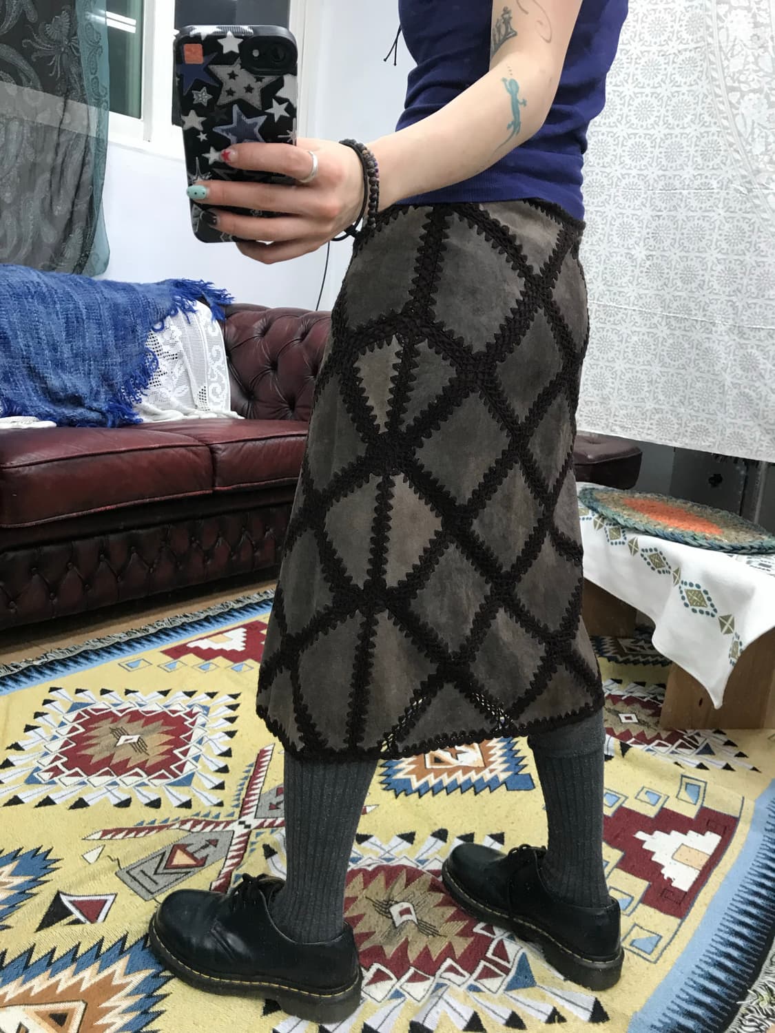 빈티지 절개 디테일 스웨이드 스커트  상품이미지2