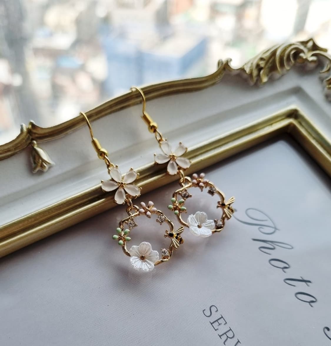 새상품 핸드메이드 )꽃귀걸이 상품이미지5