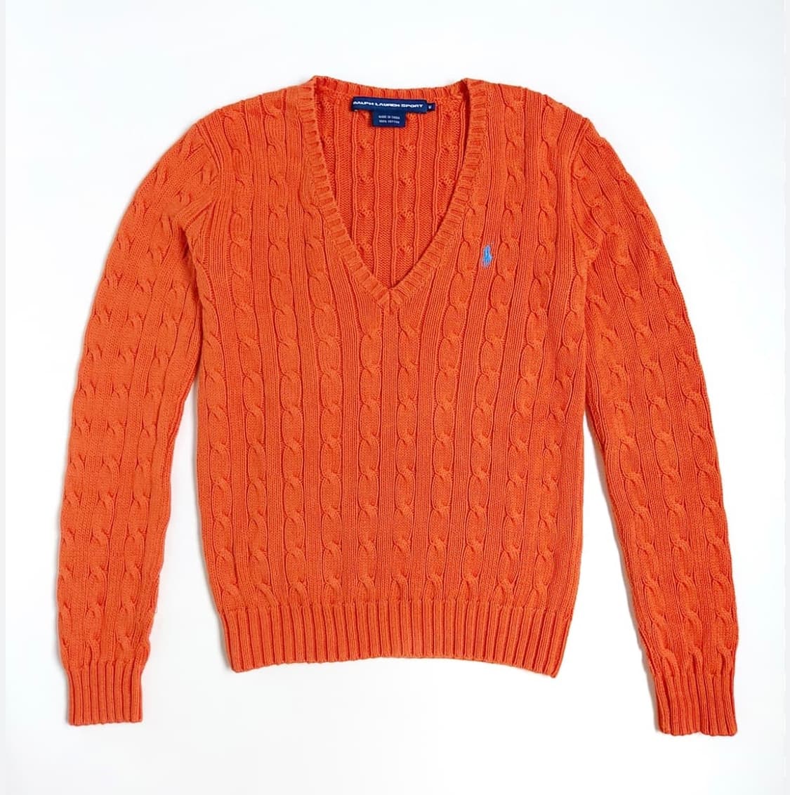 [XS] Polo 폴로 랄프로렌 주황 케이블 브이넥 니트 상품이미지6