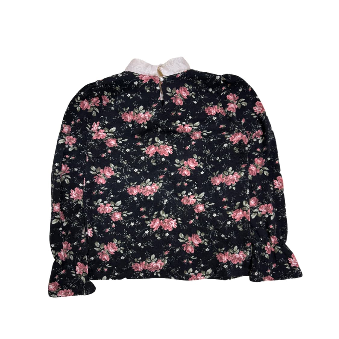 빈티지 로즈 화이트 리본 블랙 블라우스 상품이미지3