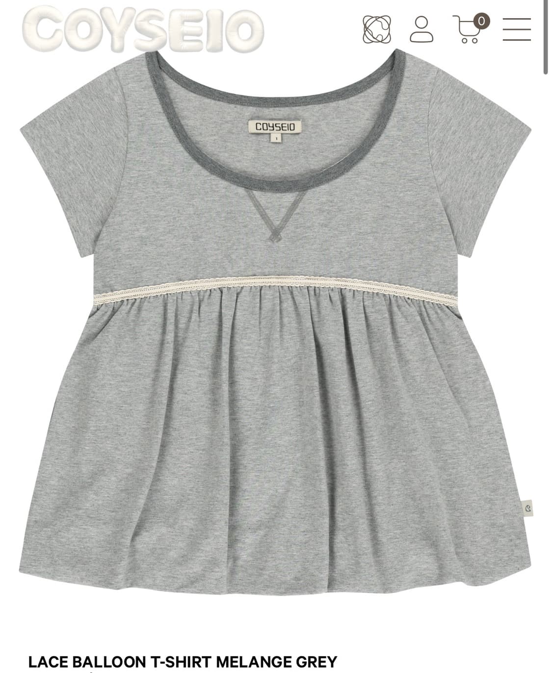 코이세이오 레이스벌룬티셔츠 그레이 상품이미지1
